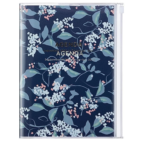MARK'S 2021 Taschenkalender B6 vertikal, Flower Pattern, Navy