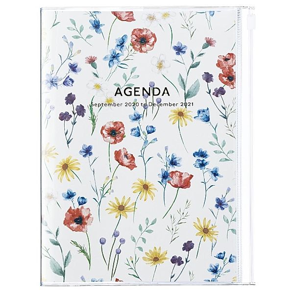 MARK'S 2021 Taschenkalender B6 vertikal, Flower Pattern, Ivory