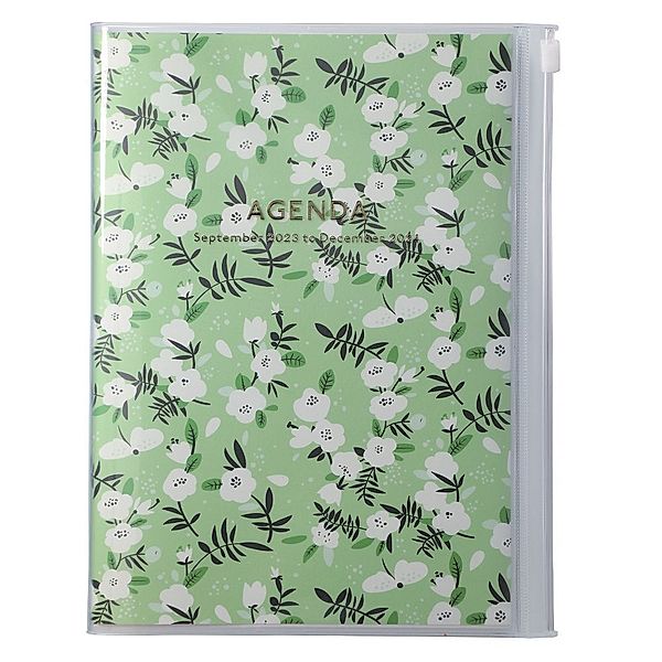 MARK'S 2023/2024 Taschenkalender A5 vertikal, Flower Pattern, Green
