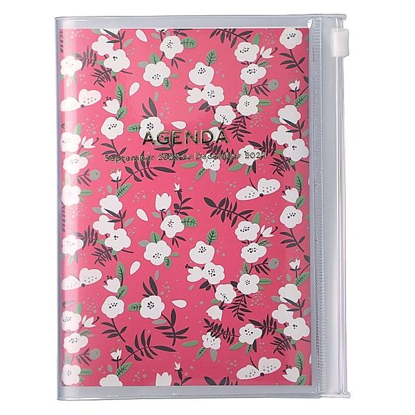 MARK'S 2023/2024 Taschenkalender A6 vertikal, Flower Pattern, Red