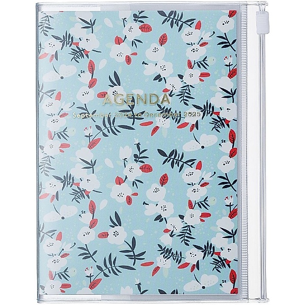 MARK'S 2024/2025 Taschenkalender A6 vertikal, Flower Pattern, Turquoise