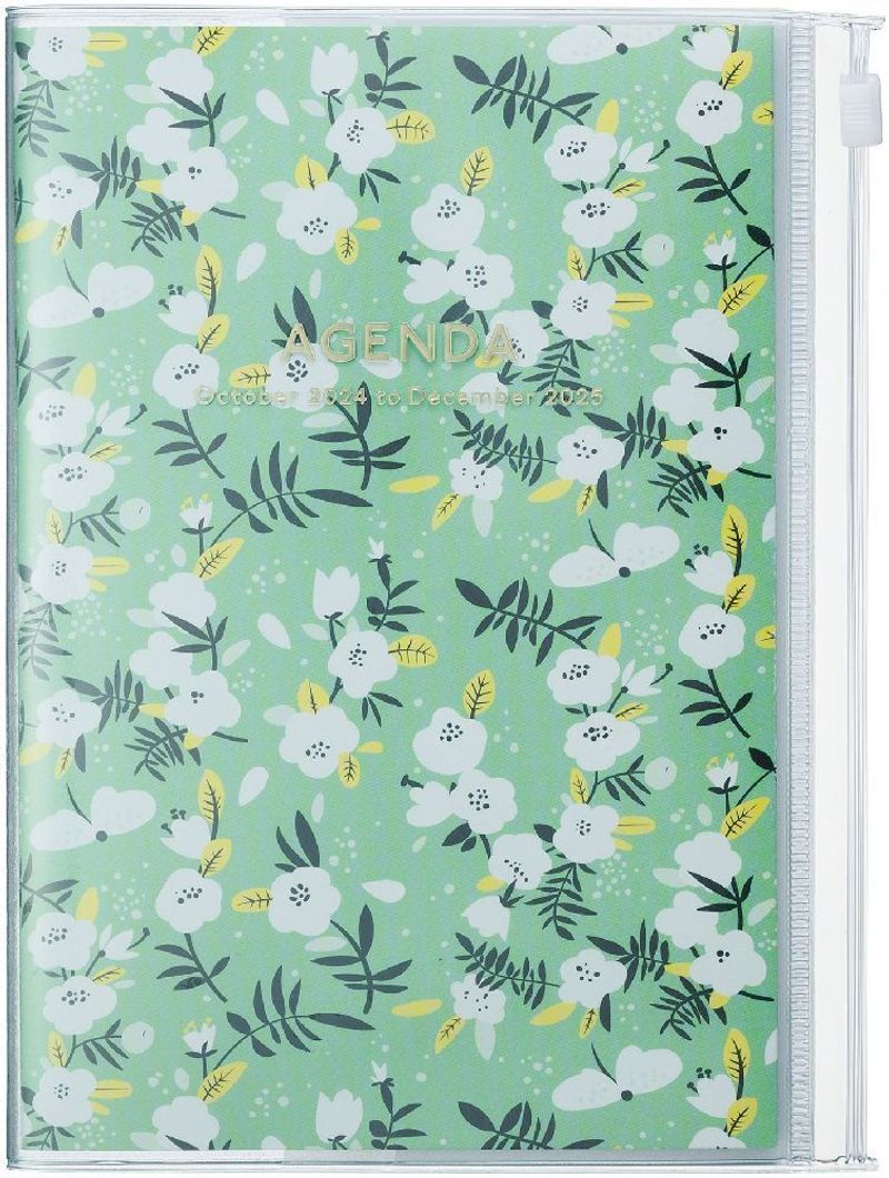 MARK'S 2024 2025 Taschenkalender B6 vertikal, Flower Pattern, Green