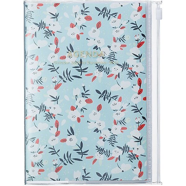 MARK'S 2024/2025 Taschenkalender B6 vertikal, Flower Pattern, Turqoise