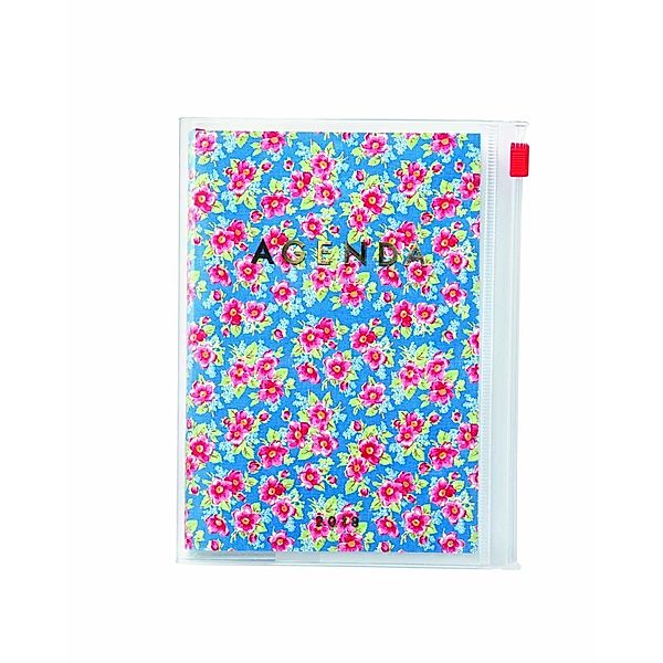 MARK'S Taschenkalender A6 vertikal, Flower Blue, Agenda 2018