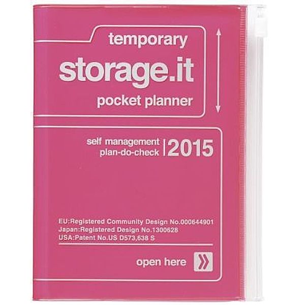 MARK'S Taschenkalender A6 vertikal, Storage.it, Neon pink 2015