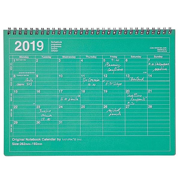 MARK'S Tischkalender M, Green 2019