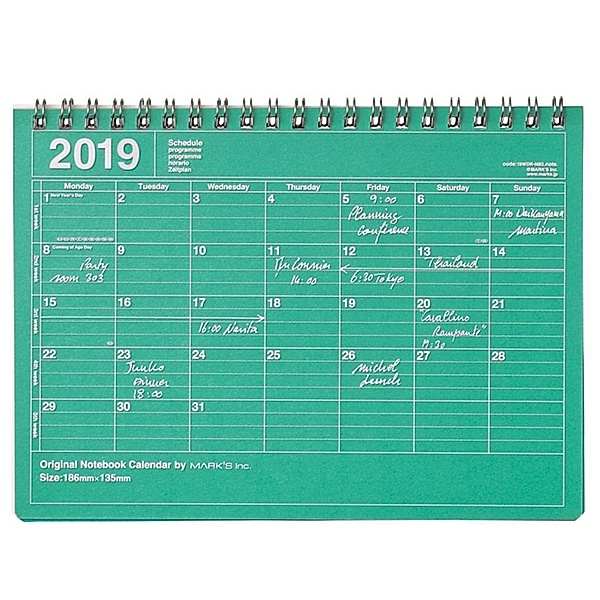 MARK'S Tischkalender S, Green 2019