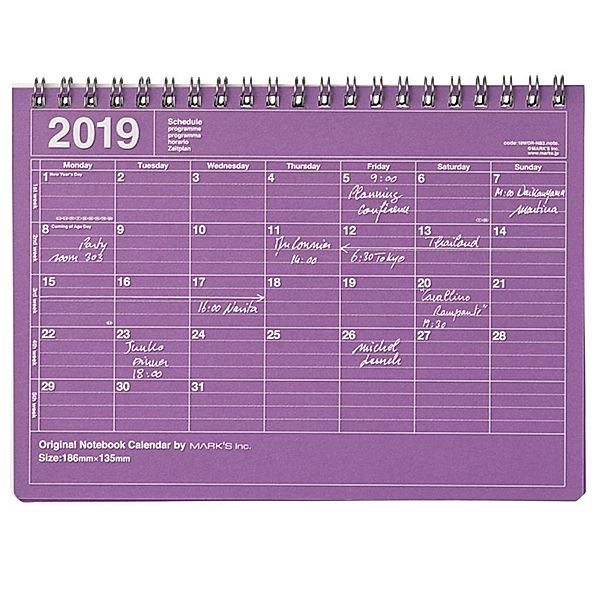 MARK'S Tischkalender S Purple 2019
