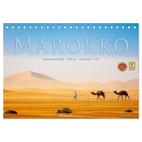 Marokko: Marrakesch, Atlas, Sahara, Fès (Tischkalender 2024 DIN A5 quer), CALVENDO Monatskalender, Jens Benninghofen