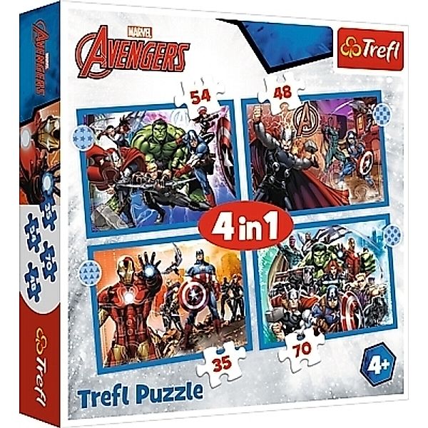 Trefl Marvel Avengers, 4 in 1 Puzzle (Kinderpuzzle)