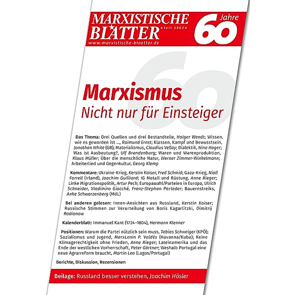 Marxismus - Nicht nur für Einsteiger / Marxistische Blätter Bd.2_2024