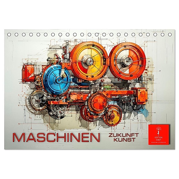 Maschinen Zukunft Kunst (Tischkalender 2024 DIN A5 quer), CALVENDO Monatskalender, Peter Roder