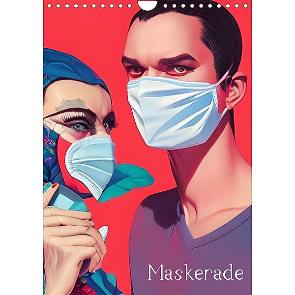 Maskerade - farbenfrohe Mund-Nase-Bedeckungen (Wandkalender 2023 DIN A4 hoch), Christine aka stine1