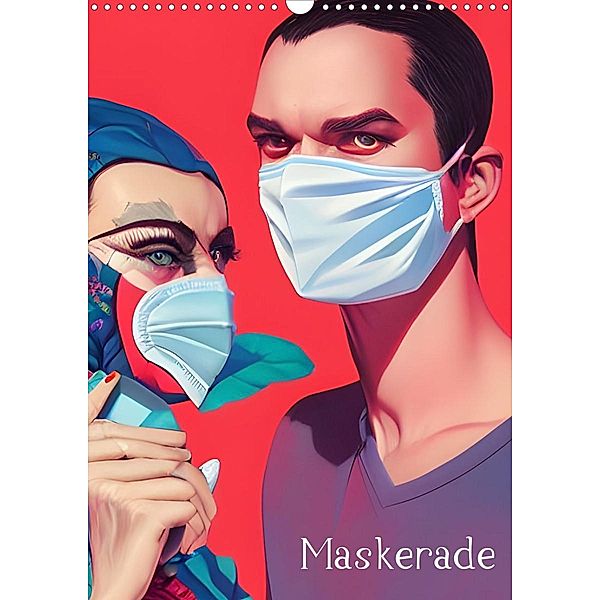 Maskerade - farbenfrohe Mund-Nase-Bedeckungen (Wandkalender 2023 DIN A3 hoch), Christine aka stine1