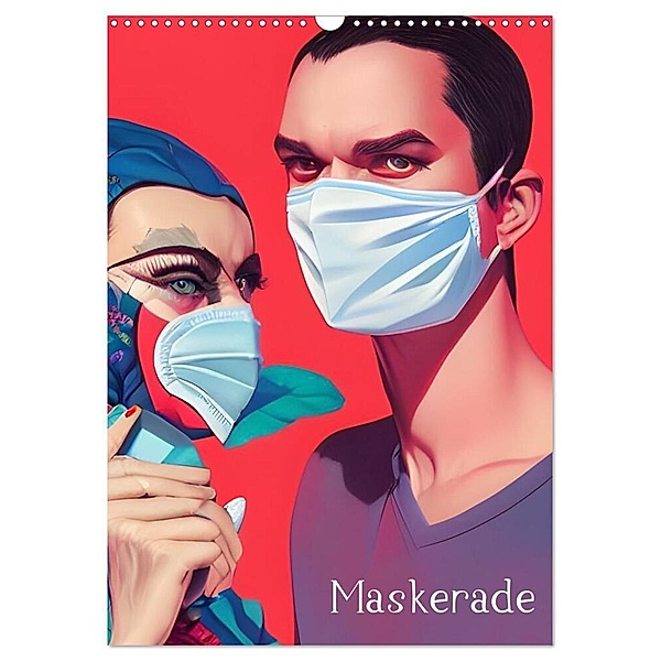 Maskerade - farbenfrohe Mund-Nase-Bedeckungen (Wandkalender 2024 DIN A3 hoch), CALVENDO Monatskalender, Christine aka stine1