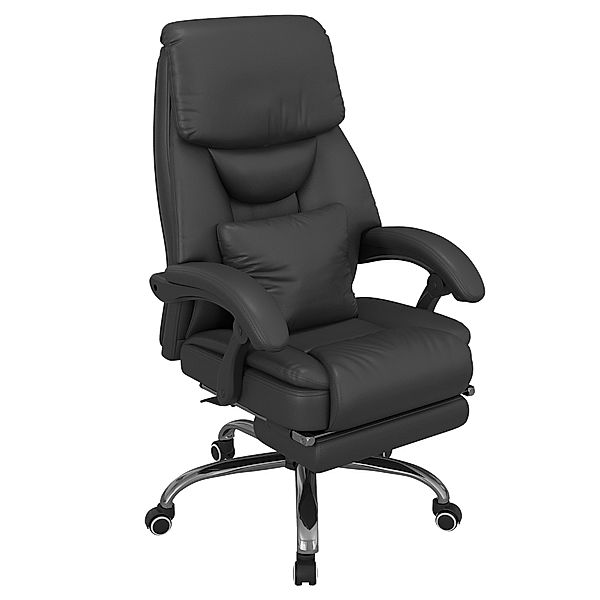 Massage-Bürostuhl mit Metalkreuz 135 Grad verstellbarer Rückenlehne schwarz (Farbe: schwarz)