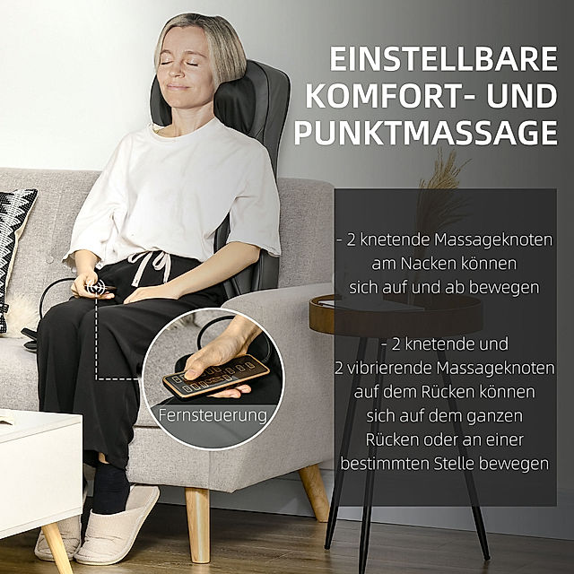 Massageauflage mit Wärmefunktion und Vibrationsfunktion grau