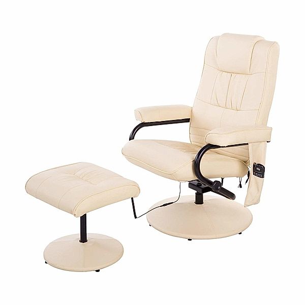 Massagesessel mit Hocker (Farbe: creme)