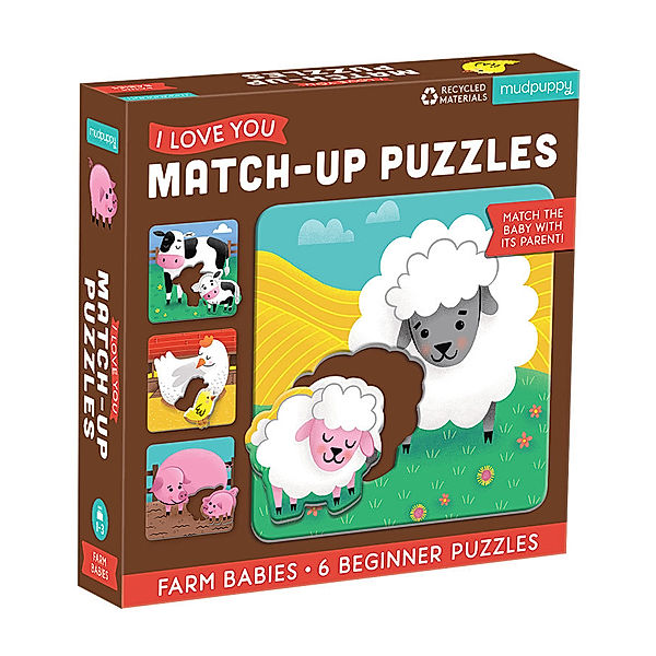 Mudpuppy Match-Up Puzzle – Bauernhof Babies 6x2-teilig