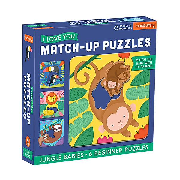 Mudpuppy Match-Up Puzzle – Dschungel Babies 6x2-teilig