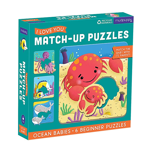 Mudpuppy Match-Up Puzzle – Ozean Babies 6x2-teilig