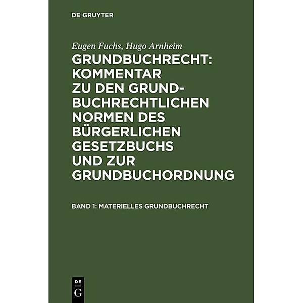 Materielles Grundbuchrecht, Hugo Arnheim