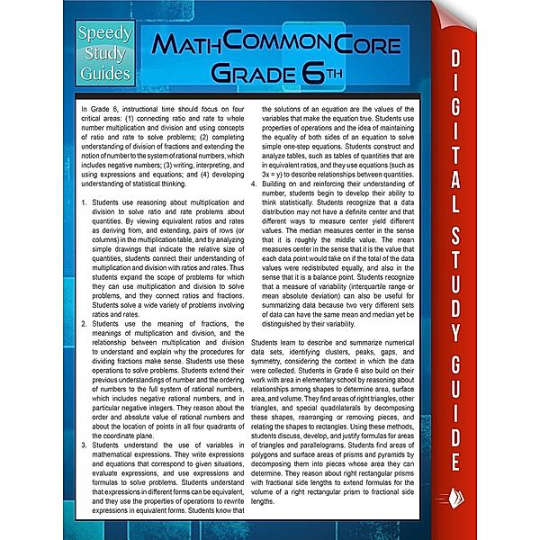 Math Common Core 6th Grade (Speedy Study Guides), Speedy Publishing