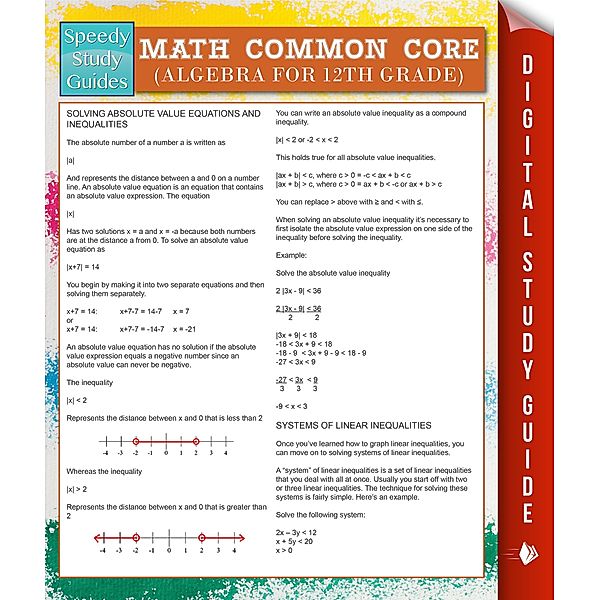 Math Common Core (Algebra for 12th Grade) (Speedy Study Guides) / Dot EDU, Speedy Publishing