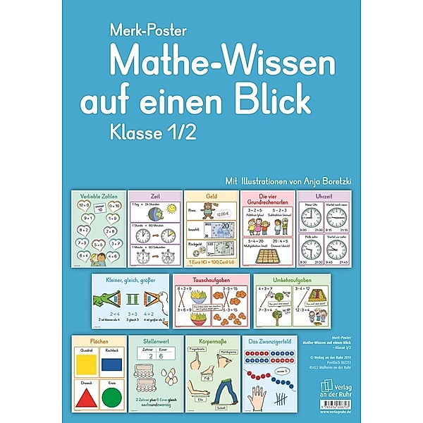 Mathe-Wissen auf einen Blick, Klasse 1/2 (Poster), Redaktionsteam Verlag an der Ruhr