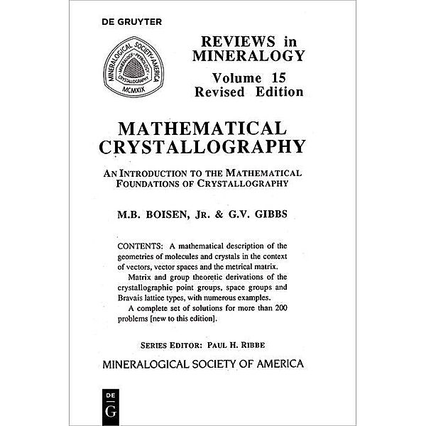 Mathematical Crystallography / Reviews in Mineralogy and Geochemistry Bd.15