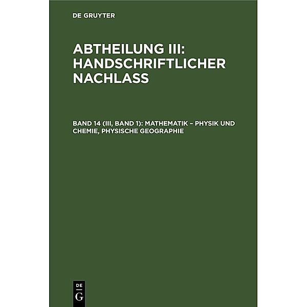 Mathematik - Physik und Chemie, Physische Geographie