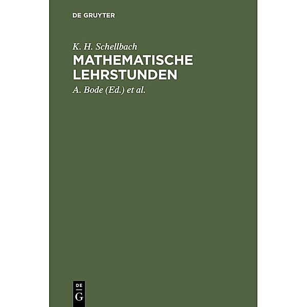 Mathematische Lehrstunden, K. H. Schellbach