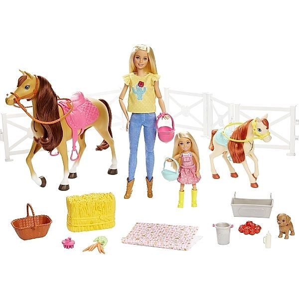 Mattel Mattel FXH15 Barbie Reitspass mit Barbie (blond), Chelsea, Pferd & Pony