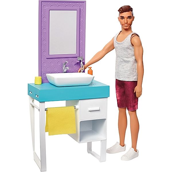 Mattel Mattel FYK53 Barbie Ken Puppe & Möbel Bathroom