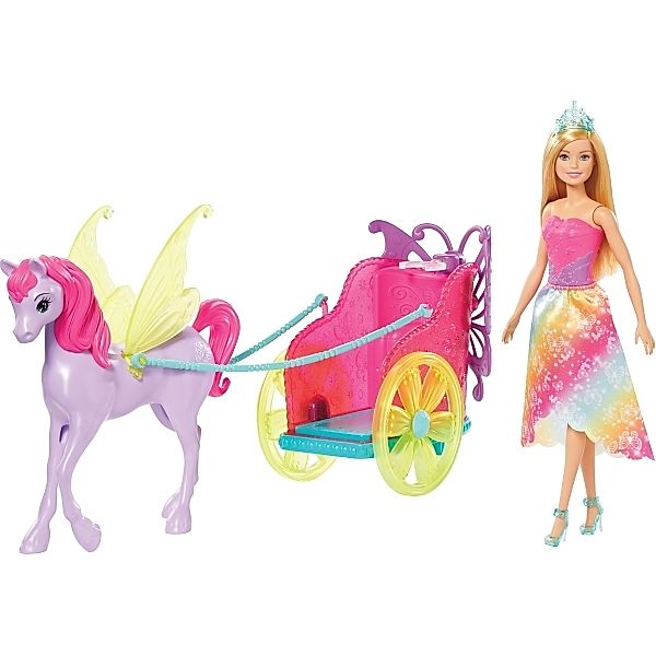 Mattel Mattel GJK53 Barbie Dreamtopia Prinzessin Puppe, Pegasus und Kutsche