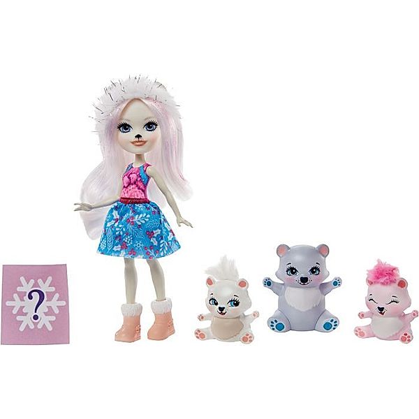 Mattel Mattel GJX47 Enchantimals Pristina Polar Bear Puppe, Glacier & Familie