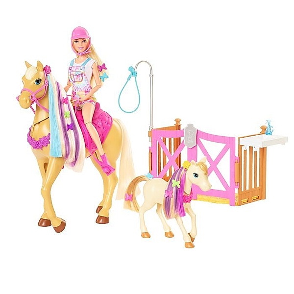 Mattel Mattel GXV77 Barbie Spielset mit Puppe und 2 Pferden