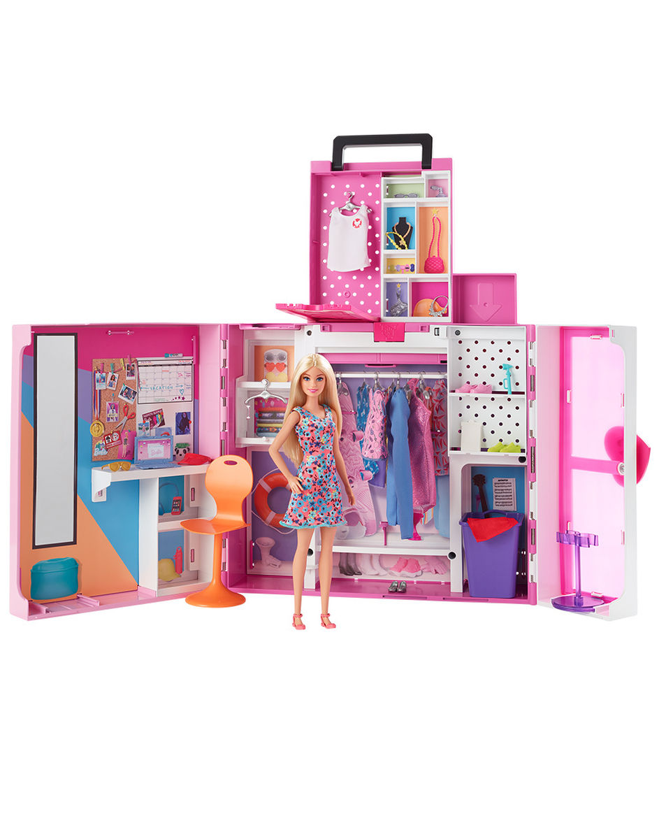 Mattel HGX57 Barbie Traumkleiderschrank und blonde Puppe, über 60 cm  Breiter S