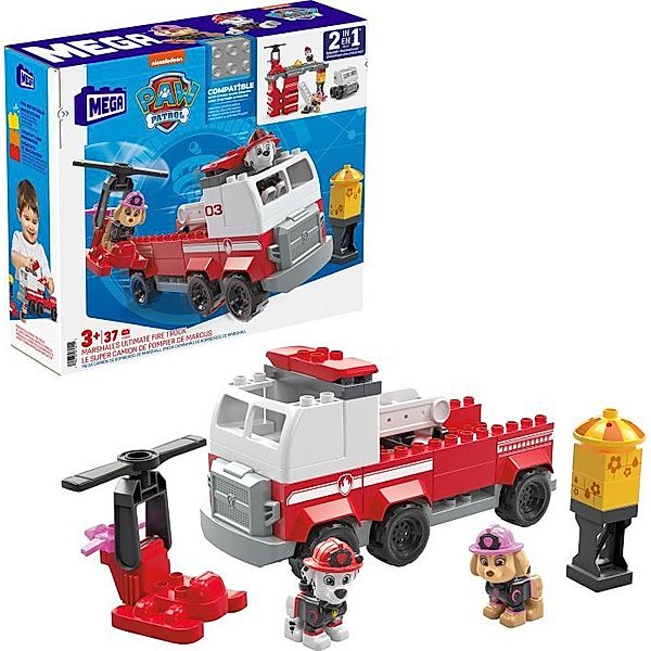 Mattel Mattel HHN05 MEGA PAW Patrol Bauset Marshalls ultimatives Feuerwehrauto mit 2