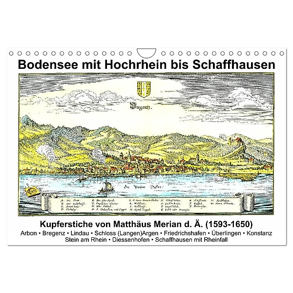Matthäus Merian - Bodensee mit Hochrhein bis Schaffhausen (Wandkalender 2024 DIN A4 quer), CALVENDO Monatskalender, Claus Liepke