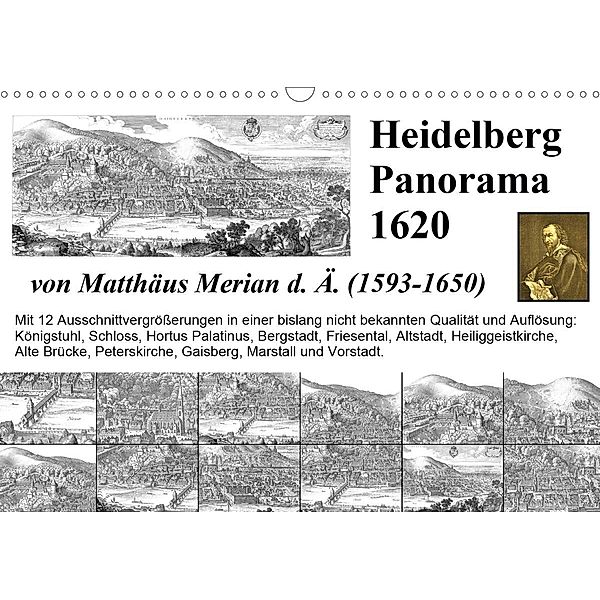 Matthäus Merian Heidelberg Panorama 1620 (Wandkalender 2020 DIN A3 quer), Claus Liepke