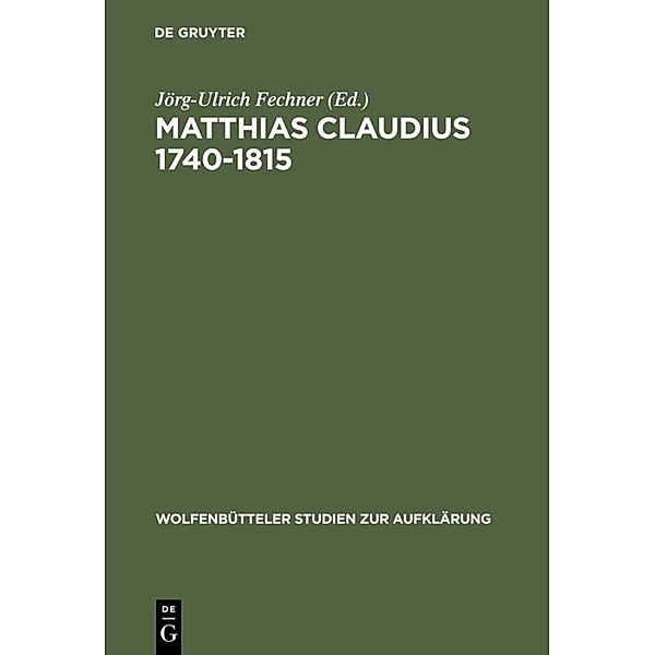 Matthias Claudius 1740-1815