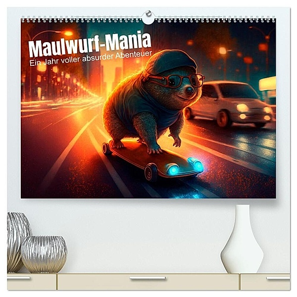 Maulwurf Mania Ein Jahr voller absurder Abenteuer (hochwertiger Premium Wandkalender 2024 DIN A2 quer), Kunstdruck in Hochglanz, artefacti