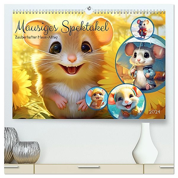 Mausiges Spektakel. Zauberhafter Maus-Alltag (hochwertiger Premium Wandkalender 2024 DIN A2 quer), Kunstdruck in Hochglanz, Calvendo, Rose Hurley