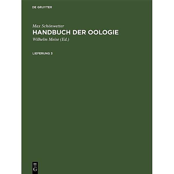 Max Schönwetter: Handbuch der Oologie. Lieferung 3, Max Schönwetter