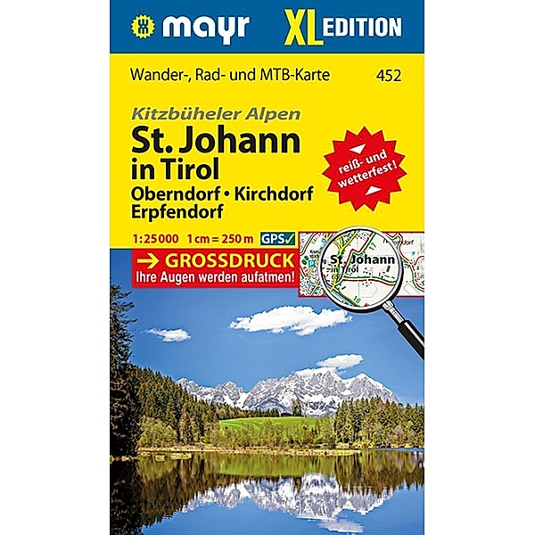 Mayr Wanderkarte Kitzbüheler Alpen, St. Johann in Tirol XL, Oberndorf, Kirchdorf, Erpfendorf 1:25.000
