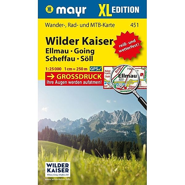 Mayr Wanderkarte Wilder Kaiser - Ellmau - Going - Scheffau - Söll XL 1:25.000