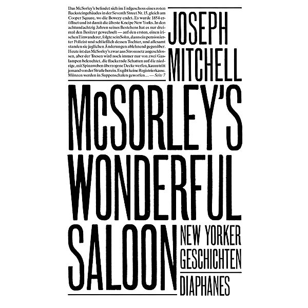 McSorley's Wonderful Saloon / Literatur, Joseph Mitchell