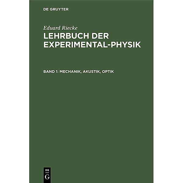 Mechanik, Akustik, Optik, Eduard Riecke