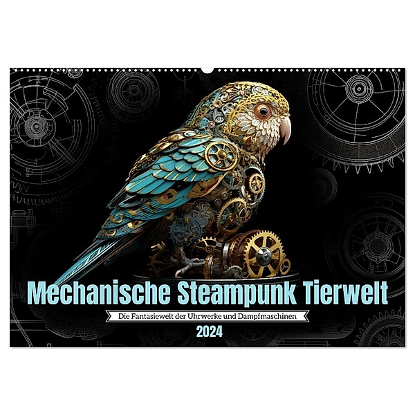 Mechanische Steampunk Tierwelt (Wandkalender 2024 DIN A2 quer), CALVENDO Monatskalender, Kerstin Waurick